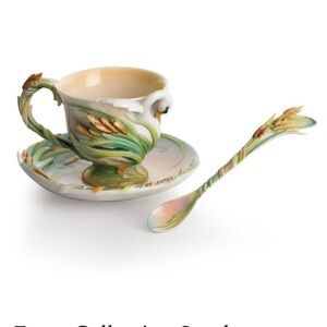Franz Floral Tea Cup and Saucer with Spoon